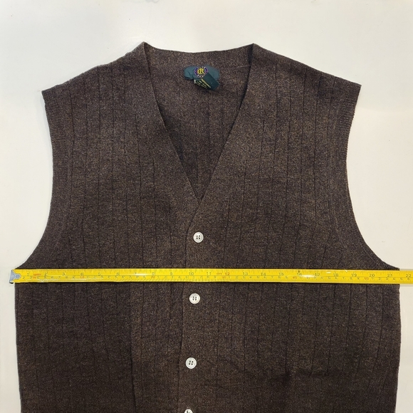 Club Room Woolmark 100% lambswool cardigan knit vest, size M, brown - Picture 7 of 8
